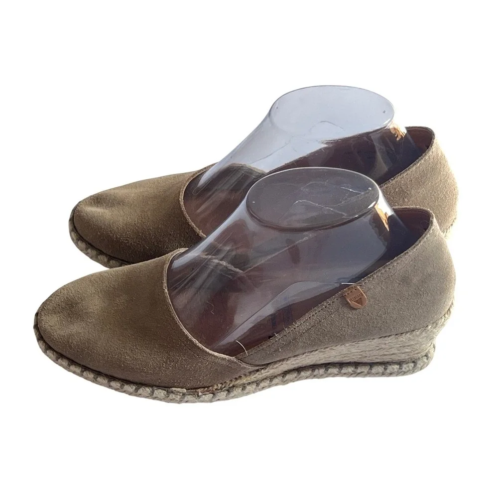 Verbenas Carmen Tan Suede Espadrille Wedge Shoes Made in Spain EU 39 US 8.5